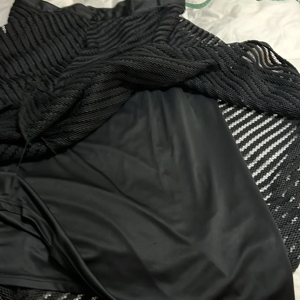 Long Tea Length Black Skirt Fully Lined lace and Ribbon over skirt NWOT - Picture 7 of 12